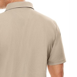 Polo de Piqué de Color Sólido para Hombre, Manga Corta, Informal, Tejido, Corte Regular, Beige - Product Image 5