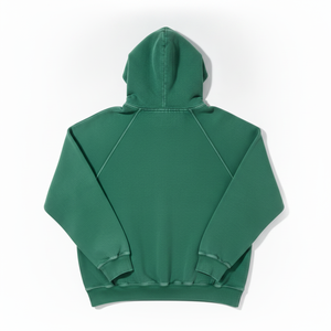 Sudadera con Capucha de Felpa Francesa de Algodón Verde Sólido para Hombre, Corte Regular, Informal, con Bolsillo, Manga Raglán, para Otoño - Product Image 3