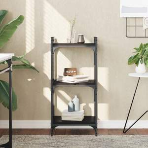 3 Tier <b>Black</b> Engineered Wood <b>Bookcase</b> 15.7x11.8x33.9 Inches Freestanding Minimalist Modern Living Room Furniture - Product Image 3