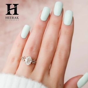 Anillo de Compromiso con Diamante de Corte Oval Personalizado, Oro Rosa de 14K, Banda de Burbujas Escalonada, Solitario Ovalado, Joyería Fina para Boda - Product Image 3
