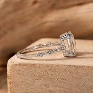 Bague en or massif 10k 14k 18k avec diamant de laboratoire certifié IGI, taille rose et taille brillant rond, sertie à griffes, style Old Mine Cushion - Product Image 4