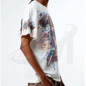 Camiseta Blanca Extra Grande para Hombre con Estampado Gráfico, Estilo Urbano, Manga Corta, Cuello Redondo, Algodón Jersey, Informal - Product Image 5