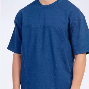 Shoulder Factory Sale New Design Plain <b>Denim</b> <b>Material</b> Plus Size Neck Streetwear Fashion T-Shirt Men's Wear Quick Dry Breathable - Product Image 6