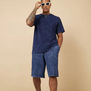 Conjunto de Verano de Dos Piezas para Hombre con Logotipo Personalizado, Camiseta y Pantalones Cortos con Lavado Ácido - Product Image 1