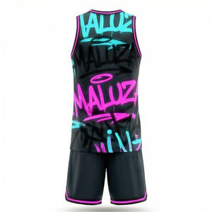 ชุดเสื้อบาสเก็ตบอล MALUZA Asphalt Vandal แบบสั่งทำพิเศษ ผ้าตาข่ายพิมพ์ลายแบบ Sublimation สไตล์สตรีท อเมริกา ยุโรป - Product Image 3