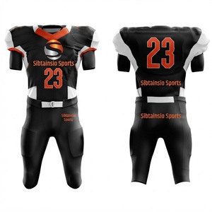 Ensemble d'uniformes de football américain personnalisés noir et or, maillot à manches courtes et pantalon, tenue d'entraînement et de match pour équipe, vente en gros - Product Image 5