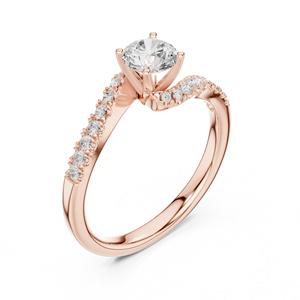 แหวนหมั้นเพชรทรงกลมเพาะเลี้ยงในห้องปฏิบัติการทองคำขาว 14K สำหรับผู้หญิง |   เพชรที่เพิ่งเพาะเลี้ยง - Product Image 4