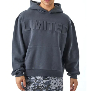 Sweat à capuche unisexe surdimensionné avec impression en relief de haute qualité, logo personnalisé imprimé, graphismes 3D en relief, 100% coton, pour homme - Product Image 1