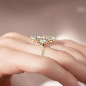 IGI/GIA Lab cultivé Vintage 14k or blanc mariage/fiançailles unisexe bague coupe diamant anniversaire fête cadeau avec diamant taille poire - Product Image 3