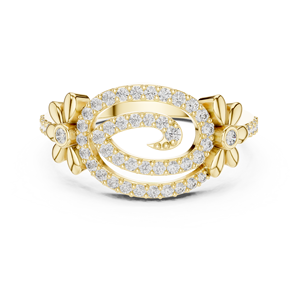 LUXE SPIRAL PETAL LAB GROWN DIAMOND <b>RING</b> <b>SET</b> 18KT YELLOW GOLD RHODIUM PLATED MINIMALIST <b>WOMEN</b> ENGAGEMENT WEDDING PARTY DAILY USE - Product Image 1