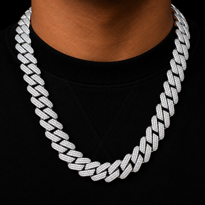 Impresionante Cadena Cubana de Oro Blanco con Micro Pavé de Moissanita, Estilo Hip Hop, Joyería Masculina Elegante y Brillante para Negocios - Product Image 4