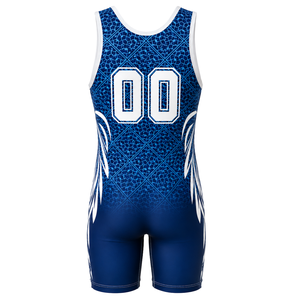 <b>Men</b> Blue Black Sublimated <b>Wrestling</b> <b>Singlet</b> Sleeveless Polyester Athletic Sports Uniform Performance Match Wear Clothing - Product Image 3