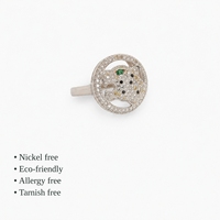 Bague Léopard Jaura Jewels en Argent Sterling 925, Sertissage Clos, Pavé de Zircons Multicolores, Design Géométrique, Style Tendance, Unisexe, Chrétien