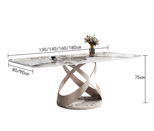 الفاخرة الايطالية عشاء طاولة طعام و 6 كراسي الحديثة الرخام حجر الطعام غرفة مجموعة منضدة - Product Image 4