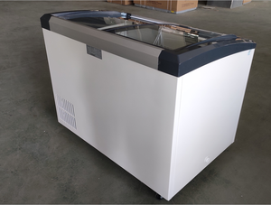 Réfrigérateur-congélateur commercial pour supermarché, vitrine à glace à double porte coulissante incurvée en verre, <span class=keywords><strong>classe</strong></span> énergétique 248L - Product Image 2