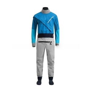 Men's Blue <b>Waterproof</b> Polyester <b>Work</b> Coverall with Black Trim and Orange Zippers for Outdoor Use - Product Image 3