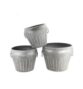 Grand bac à plantes galvanisé de forme ronde pour l'aménagement paysager des patios de restaurants en plein air et une décoration verte élégante - Product Image 5