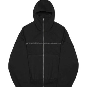 Sweat-shirts à capuche balaclava numériques d'hiver personnalisables en mélange polyester/coton pour hommes, style streetwear oversize avec fermeture éclair et épaules tombantes, tailles 25-26 - Product Image 5