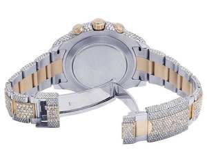 Reloj BOJ R.O.L.E.X.045 para Hombre, Tono Blanco Rosado, Completamente con Moissanita, Lujoso, de Cuarzo Analógico, Acero, 41MM, 3BAR Resistente al Agua, Estilo Hip Hop - Product Image 6