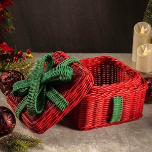 Boîte de Noël en rotin tressé coloré, jouets naturels pour enfants, rangement et jeu, boîtes décoratives de haute qualité - Product Image 6