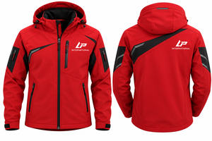 Veste Softshell Décontractée d'Hiver pour Homme Rouge Imperméable Écologique Respirante Coupe-Vent Personnalisée avec Accents Noirs pour Randonnée OEM - Product Image 3