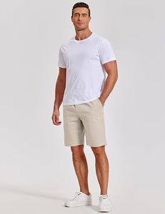 Shorts de golf décontractés pour hommes en polyester respirant de qualité supérieure avec logo sur le devant et fermeture à boutons, extensibles pour l'été - Product Image 3