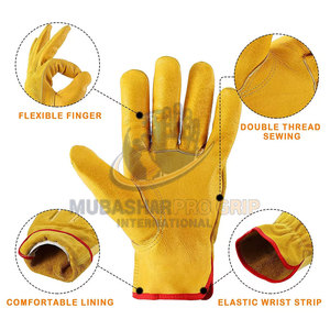 Gants de travail en cuir grainé durable, manchette renforcée, ajustement sécurisé, antidérapants, résistants à la chaleur, respirants, pour les tâches de manutention sur le lieu de travail - Product Image 4