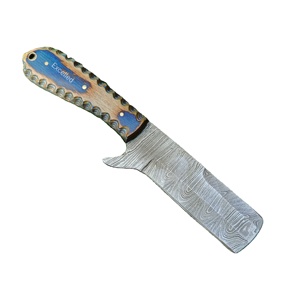 Cuchillo cortador de toro de acero de Damasco hecho a mano personalizado, cuchillo vaquero de hoja fija de caza para acampar con Funda de cuero, cuchillos japoneses - Product Image 1