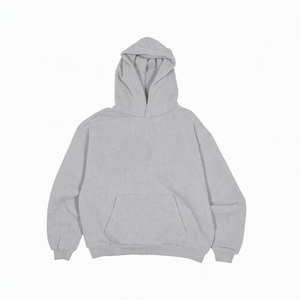 Oversized Hooded <b>Sweatshirt</b> Unisex Solid <b>Pink</b> Cotton French Terry Casual Autumn Wear Pocket Long Sleeve Regular Fit - Product Image 3