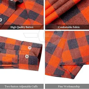เสื้อเชิ้ตผ้าแฟลนเนลแขนยาวสำหรับผู้ชาย สวมใส่สบาย ผ้าฝ้ายเนื้อนุ่ม ลายตาราง ติดกระดุม ใส่ได้ทั้งลำลองและทำงาน ทันสมัย เหมาะกับกิจกรรมกลางแจ้ง - Product Image 4