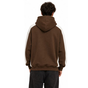 Sudadera con Capucha para Hombre, Color Marrón, con Paneles Blancos en las Mangas, Logotipo Estampado en la Parte Delantera, Corte Regular, Informal, de Algodón French Terry, para Otoño - Product Image 5
