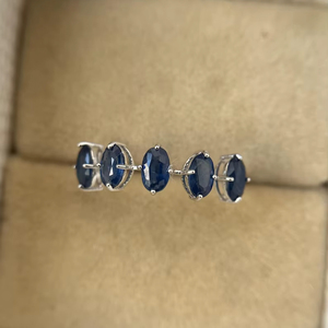 แหวนไพลินสีน้ำเงินวินเทจห้าเม็ด แหวนหมั้น แหวนแต่งงานสำหรับผู้หญิง เครื่องประดับ - Product Image 1