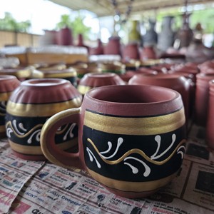 Set 6 Eco-Friendly Handmade Organic Natural Clay Mud Tea Coffee Cups Portable Vintage Style Small High Quality - Product Image 1