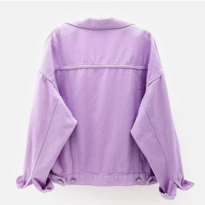 Chaqueta vaquera morada para mujer, abrigo vaquero lavanda oversize, ropa exterior de moda para mujer, corte holgado, informal, con botones, nueva - Product Image 2