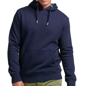 Sudadera con Capucha Azul Marino para Hombre, Corte Regular, Tejido de Algodón, Casual, Manga Larga, Color Sólido, Diseño con Bolsillo, Ropa de Otoño - Product Image 1