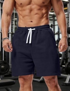 Shorts Bermuda en Coton Bleu Marine pour Homme, Taille Mi-Haute, Décontracté, Respirant, Tricoté, Couleur Unie, Idéal pour l'Entraînement et la Gym - Product Image 1