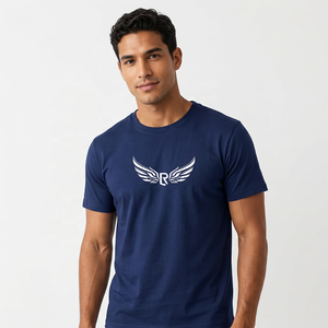 <b>Men's</b> Solid <b>Navy</b> <b>Blue</b> O-Neck Short Sleeve Cotton <b>T</b>-<b>Shirt</b> Regular Fit Casual Jersey Knit Plain Dyed - Product Image 5