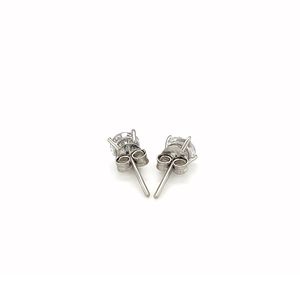 Pendientes de Plata de Ley con Moissanita y Circonita Cúbica de 5mm con Facetas Blancas - Product Image 3