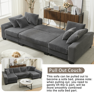 Nuovo Arrivo: Divano Letto Oversize a U da 114 Pollici, 2-in-1, Convertibile, con Funzione Estraibile, per Soggiorno, con Video - Product Image 6
