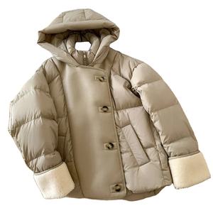 แจ็คเก็ตขนเป็ดสีขาวมีฮู้ดสำหรับผู้หญิงใหม่ฤดูหนาว - Product Image 1