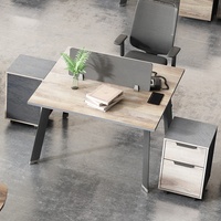 Bureau de travail moderne pour 2 personnes avec écran de confidentialité, plateau en bois et pieds en métal pour bureaux en plan ouvert