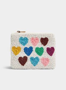 Pochette à monnaie miniature pour femme, faite main, luxueuse, ornée de perles, motif GOOD VIBES, vintage, durable, multicolores. - Product Image 3