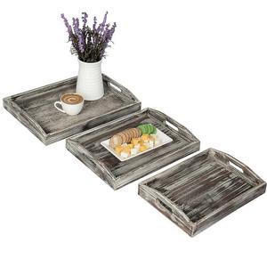 Bandeja de Servicio Multiusos de Madera Maciza, Bandeja Decorativa para Desayuno, Té, Café, Otomana, la Mejor Bandeja de Madera para Servir - Product Image 5