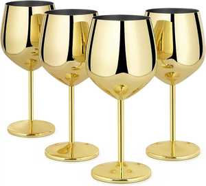 Luxury Gold Stainless Steel Wine Goblet Classic Brass Finish Metal Chalice <b>Cup</b> Unbreakable Premium Royal Party Barware - Product Image 6