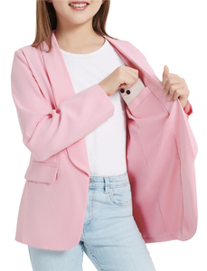 เสื้อเบลเซอร์แขนยาวสีชมพูสำหรับผู้หญิง ชุดนักเรียนสีพื้น ชุดสำเร็จการศึกษา ชุดสูททางการ เสื้อเบลเซอร์เด็ก - Product Image 5