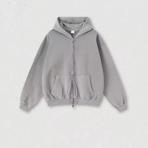 Sweat à capuche zippé en coton épais, impression en relief, logo personnalisé, streetwear homme, vente en gros, directement de l'usine - Product Image 5
