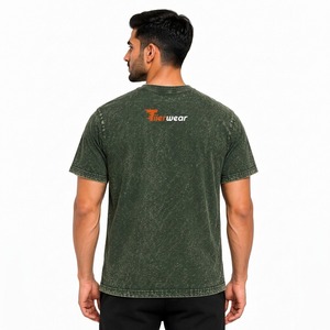 T-shirts pour hommes vintage délavés à l'acide, en jersey de coton premium, à manches courtes, col rond, coupe décontractée, anti-rétrécissement, séchage rapide - Product Image 5