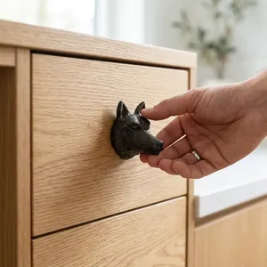 Wolf Head Cast Iron Sand Casted Drawer Handle Farmhouse Style Round Kitchen Cabinet <b>Knob</b> Antirust Eco-Friendly Durable Design - Product Image 2