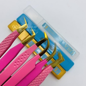 2025 pince à épiler d'extension de cils en acier inoxydable pointu de haute qualité personnalisé or rose diamant poignée Volume de fibre marque privée - Product Image 1