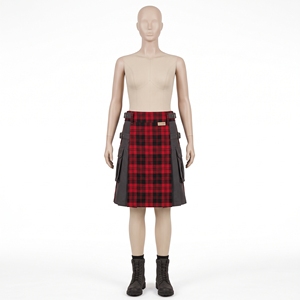 Kilt utilitaire écossais rouge et noir à carreaux, avec poches cargo, sangles à boucle réglables, style écossais, vêtements de travail personnalisés, unisexe - Product Image 5